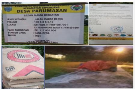 Mangkraknya Pembangunan Jalan Rabat Beton Di Desa Parumasan LIN Layang