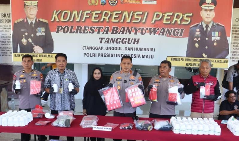 Operasi Tumpas Narkoba Semeru 2025 Polresta Banyuwangi Sita 150 gram Sabu dan 159 Ribu Okerbaya dari