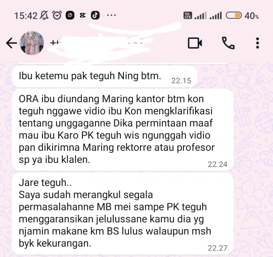Diduga Diintimidasi Wakil Rektor I, Orang Tua Mahasiswa Universitas Muhammadiyah Tegal Dipaksa Buat Video Klarifikasi dan Permintaan Maaf