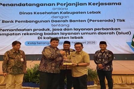 Sekda Lebak Hadiri Penandatanganan Kerja Sama Dinkes Lebak dengan Bank