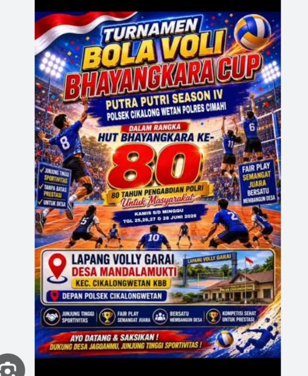 Rangkaian HUT Bhayangkara ke-80, Polsek Cikalong Wetan Gelar Turnamen Bola Voli Antar Desa