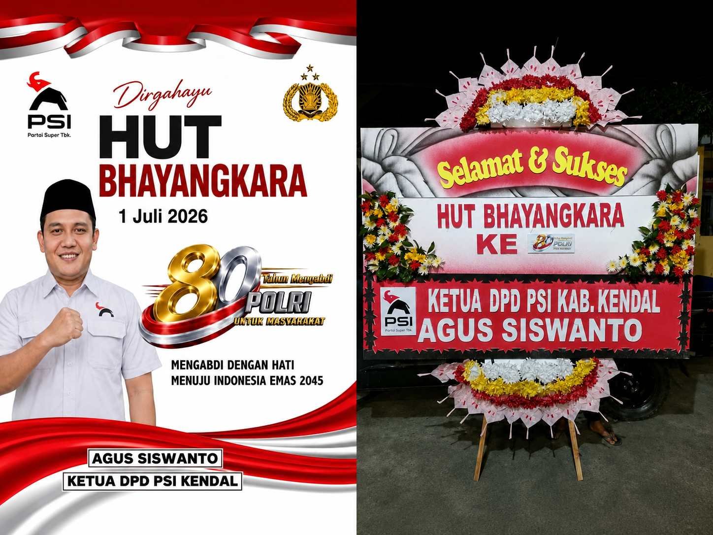HUT Bhayangkara ke-80, Ketua PSI Kendal Agus Pajero Sampaikan Apresiasi untuk Polri
