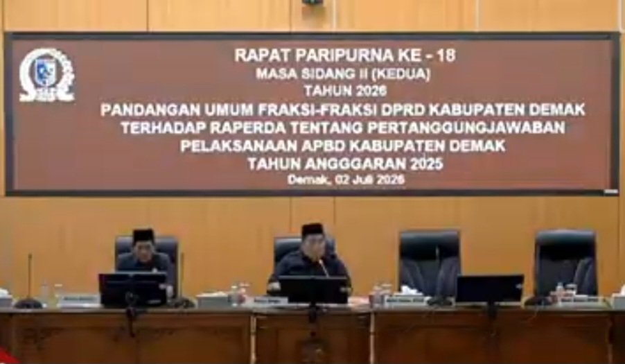 DPRD Kabupaten Demak Gelar Rapat Paripurna ke-18 Masa Sidang II Tahun 2026, Bahas Pandangan Umum Fra