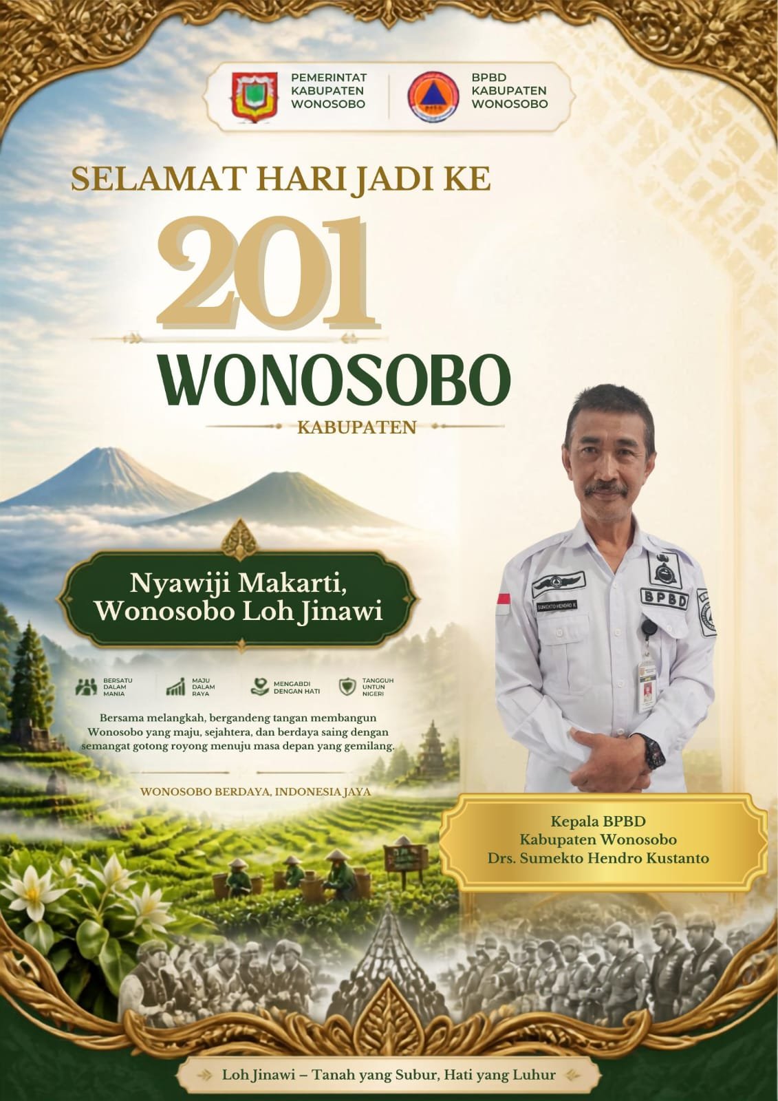 BPBD kabupaten Wonosobo Mengucapkan Hari jadi Kabupaten Wonosobo Yang 
