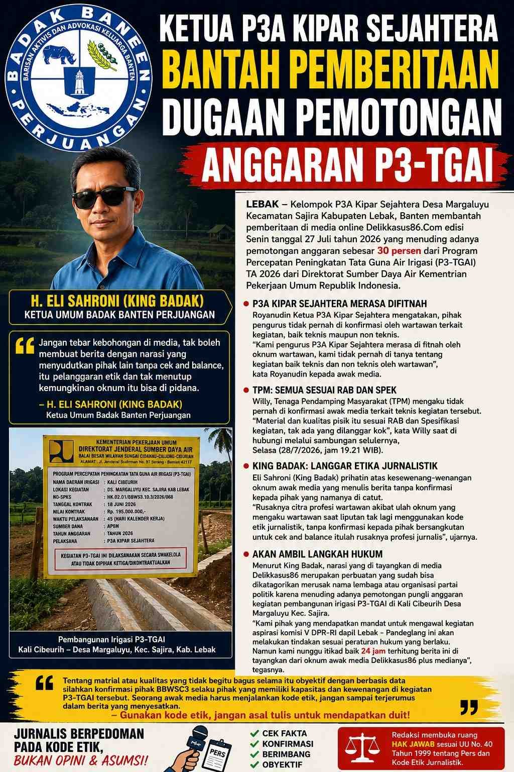 Ketua P3A Kipar Sejahtera Bantah Pemberitaan Dugaan Pemotongan Anggaran P3-TGAI