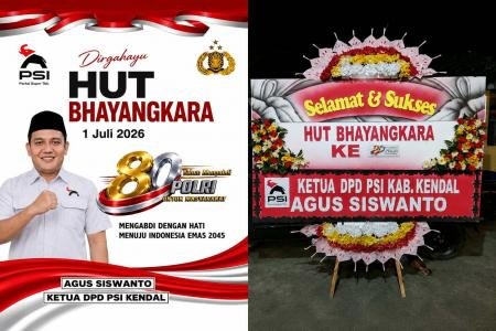 HUT Bhayangkara ke80 Ketua PSI Kendal Agus Pajero Sampaikan Apresiasi 