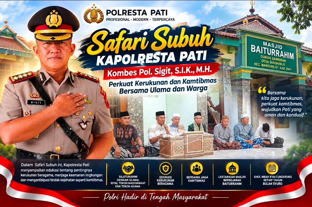 Safari Subuh Kapolresta Pati Perkuat Sinergi Polisi dan Warga, Pesan Kamtibmas Digaungkan
