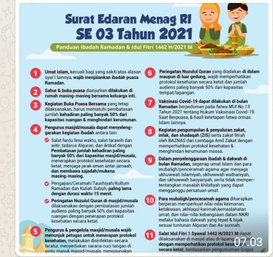 Sosialisasikan Surat Edaran Menag Ri No.03 2021, Kabid Humas : Mari Ki