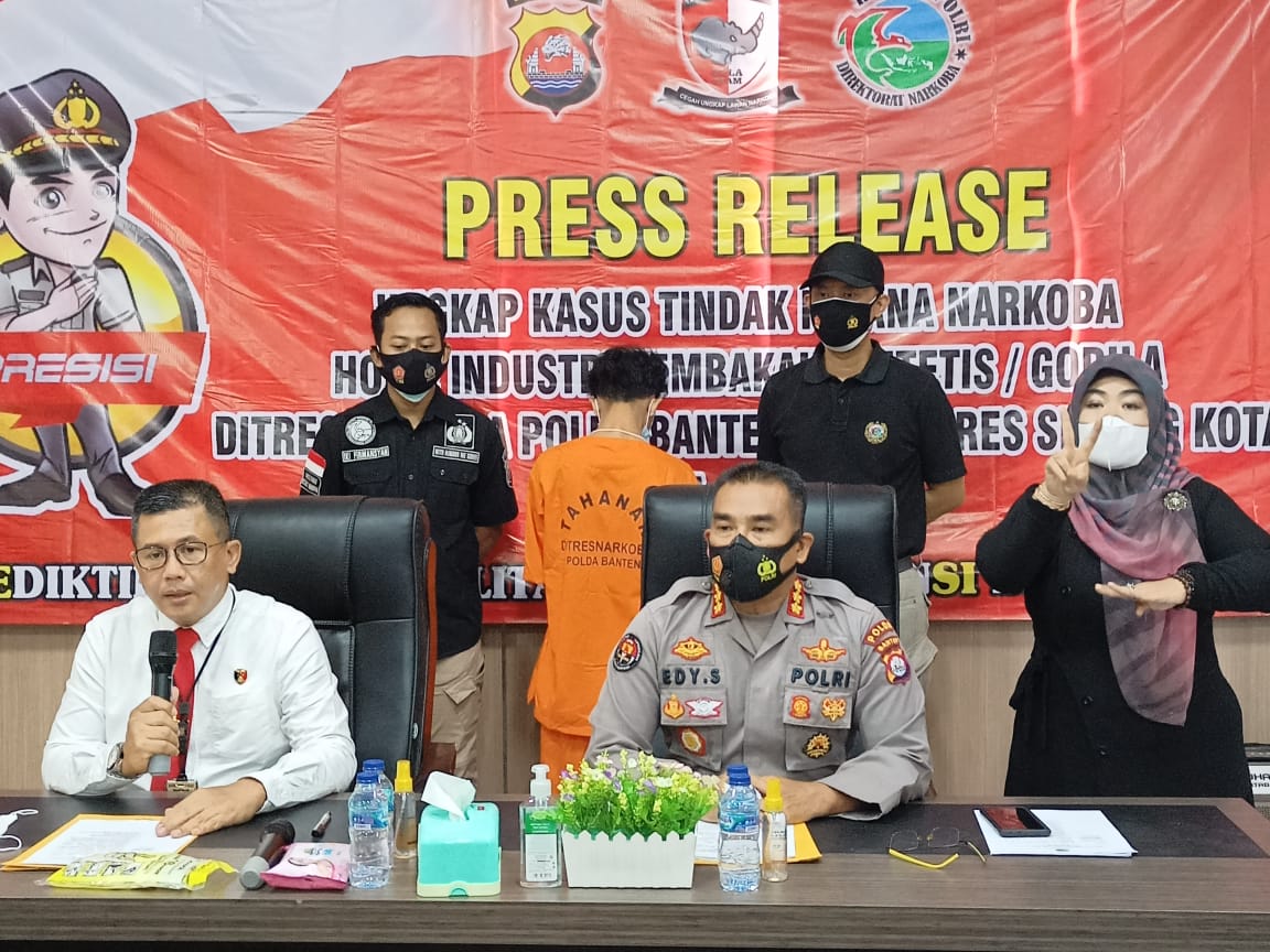 Ditresnarkoba Polda Banten Amankan 1 Orang Tersangka Pembuat Tembakau 