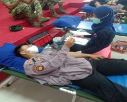 Sinergitas TNIPolri Polres Lebak Polda Banten Mengikuti Donor Darah di