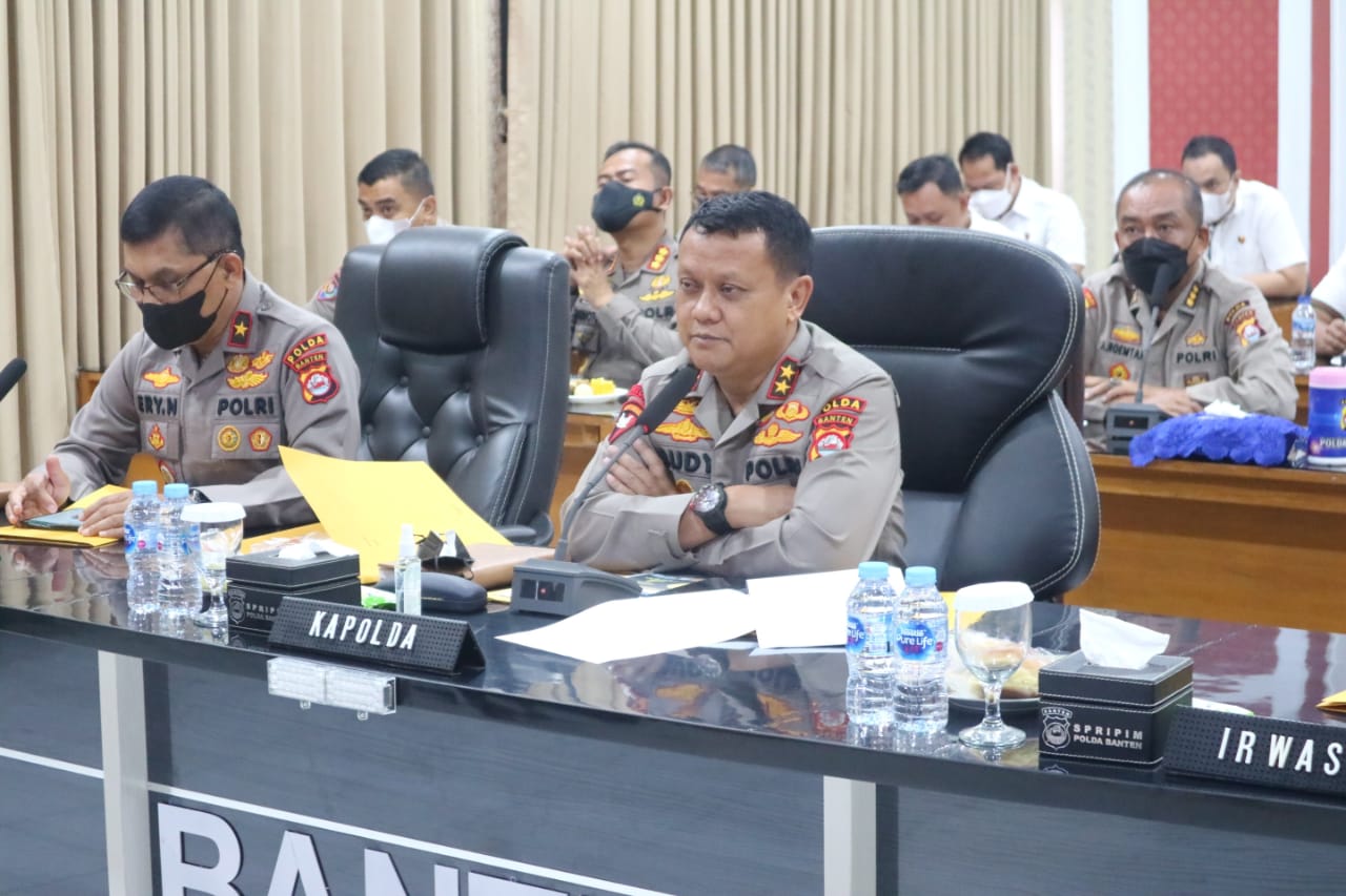 Kapolda Banten Pimpin Anev Mingguan Sampaikan Capaian Vaksinasi, Gktm
