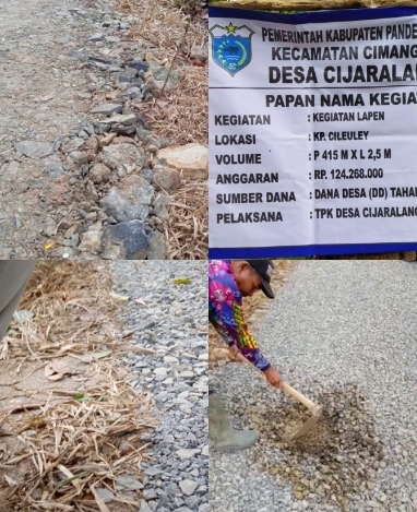 Diduga Proyek Kegiatan Lapen Di Desa Cijaralang Terkesan Asal Jadi Dem