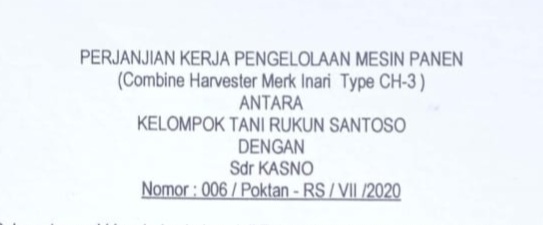 Bantuan Combine Kelompok Tani Rukun Santoso Desa Surodadi Gajah Dikema