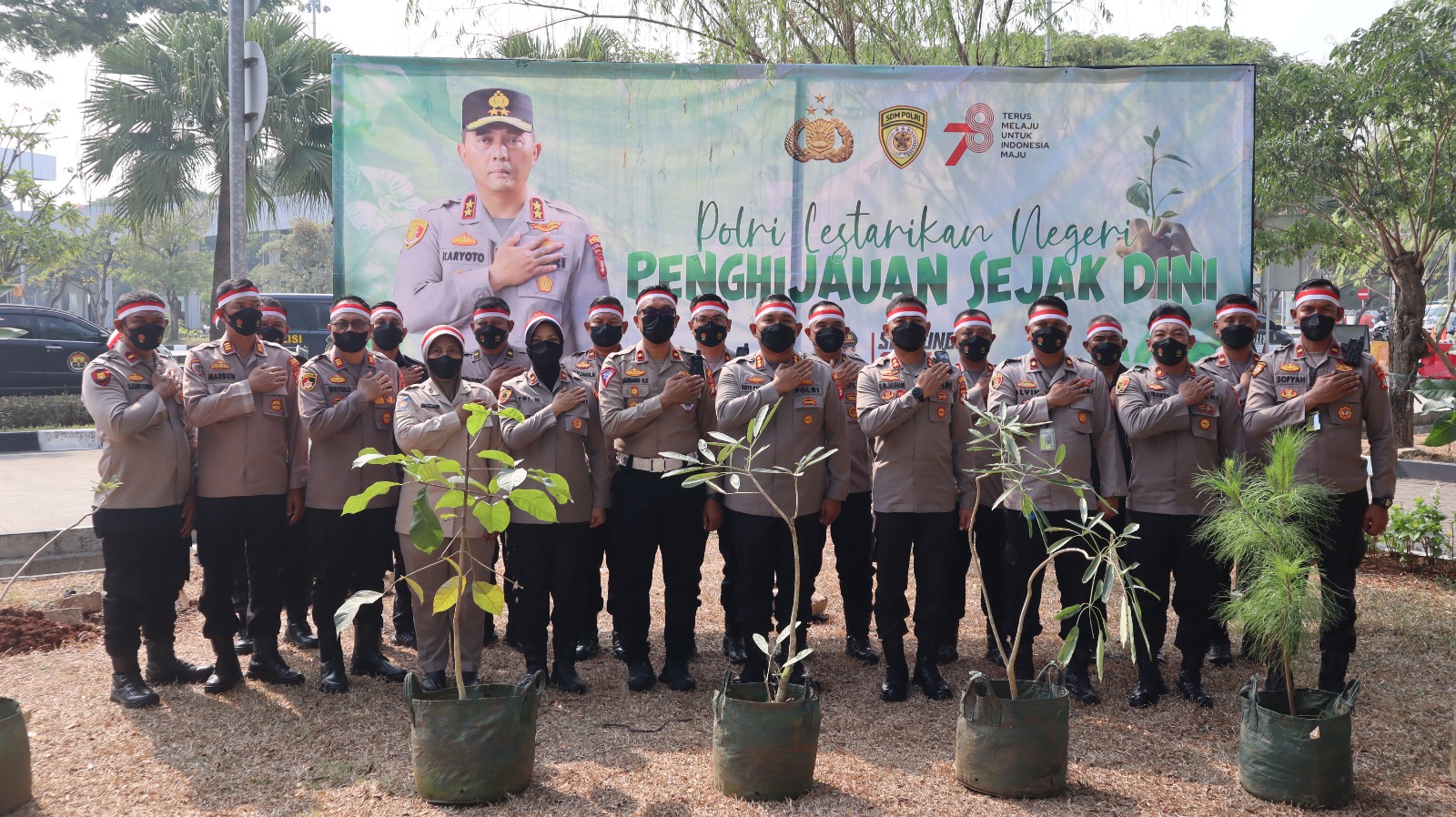 Polri Lestarikan Negeri, Polresta Bandara Soetta Gelar Penanaman Pohon