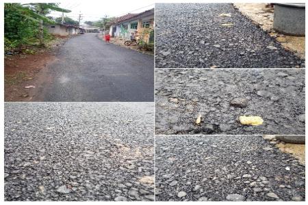 Diduga Pengerjaan Jalan Hotmix Di Kp Babakan Sompok Desa Cimanuk Pande