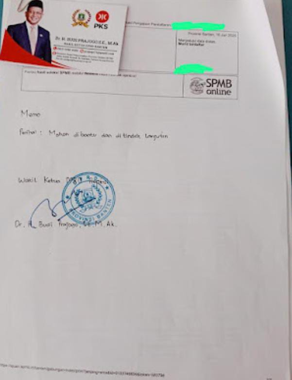 Wakil Ketua Dprd Banten Klarifikasi Dugaan Titipan Siswa Dalam Proses