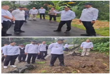 Gubernur Banten Tinjau Lokasi Longsor di Jalan CipanasCiparay Perbaika