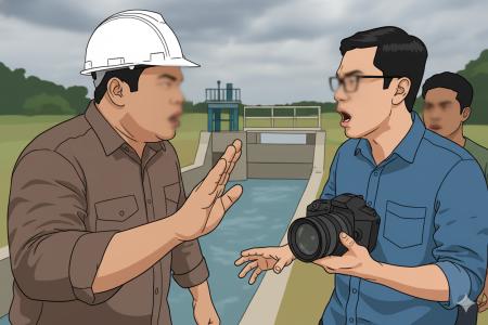 Diduga Halangi Wartawan Liput Proyek Irigasi Pengawas Proyek di Carena